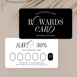 Minimal Nostalgic Calligraphy Black & White Salon Loyalty Card