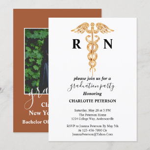 Minimal Nurse Graduation Party Photo Invitation