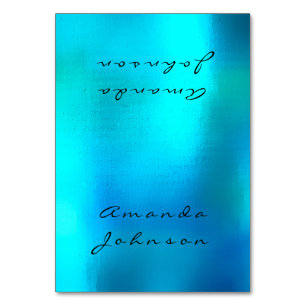 Minimal Ocean Blue Personalized Name Table Card