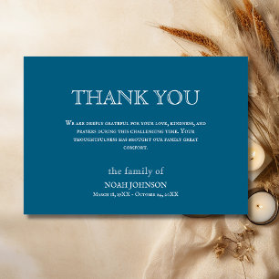 Minimal ocean blue Traditional Funeral Sympathy Thank You Card