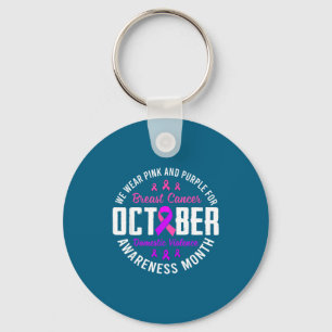 Minimal October Breast Cancer Domestic Violence Keychain