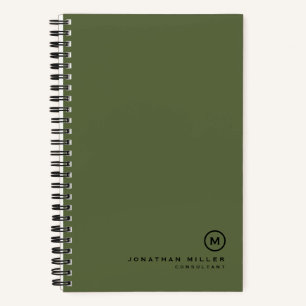 Minimal Olive Black Classic Monogram Notebook
