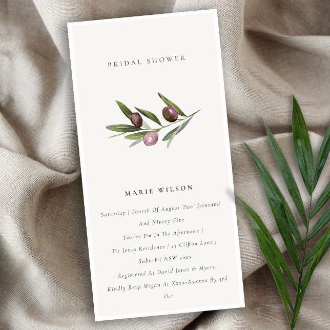 Minimal Olive Branch Foliage Bridal Shower Invite (Creator Uploaded)
