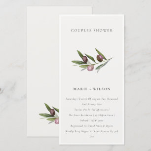 Minimal Olive Branch Foliage Couples Shower Invite