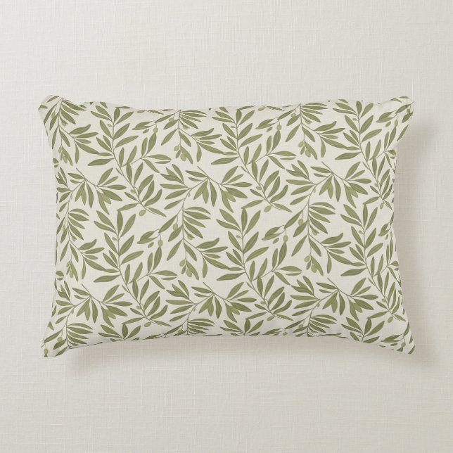 Minimal Olive Branch Pattern Accent Pillow (Front)