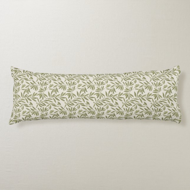 Minimal Olive Branch Pattern Body Pillow (Front)