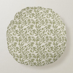 Minimal Olive Branch Pattern Round Pillow
