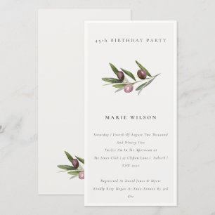 Minimal Olive Foliage Any Age Birthday Invite
