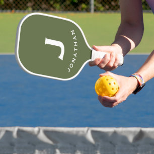 Minimal Olive Green Classic Monogram Pickleball Paddle