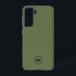 Minimal Olive Green Classic Monogram Samsung Galaxy Case<br><div class="desc">Modern classic block monogram design with olive green and black monogram medallion.</div>