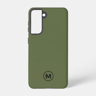 Minimal Olive Green Classic Monogram Samsung Galaxy Case