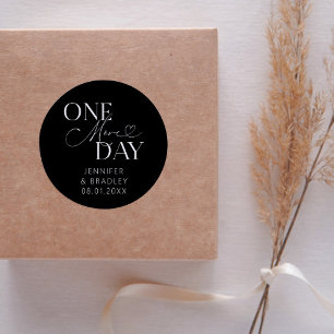 Minimal One More Day Wedding Rehearsal Black Classic Round Sticker
