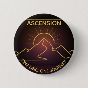 Minimal One-Stroke Mountain Ridge Sunrise Line 2 Inch Round Button