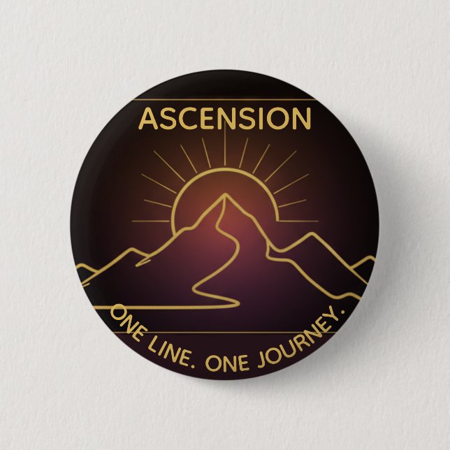 Minimal One-Stroke Mountain Ridge | Sunrise Line 2 Inch Round Button (Front)