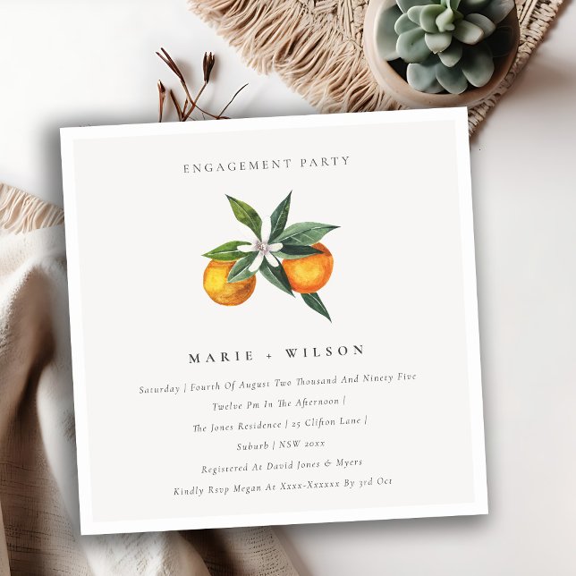 Minimal Orange Boho Botanical Engagement Invite (Creator Uploaded)