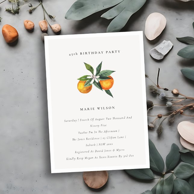 Minimal Orange Boho Fauna Any Age Birthday Invite (Creator Uploaded)