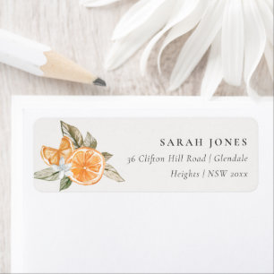 Minimal Orange Botanical Boho Foliage Address