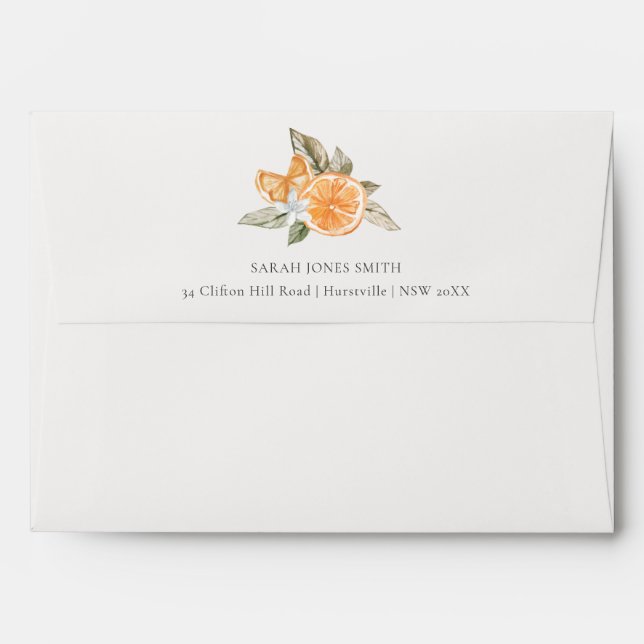 Minimal Orange Botanical Boho Foliage Address Envelope (Back (Top Flap))