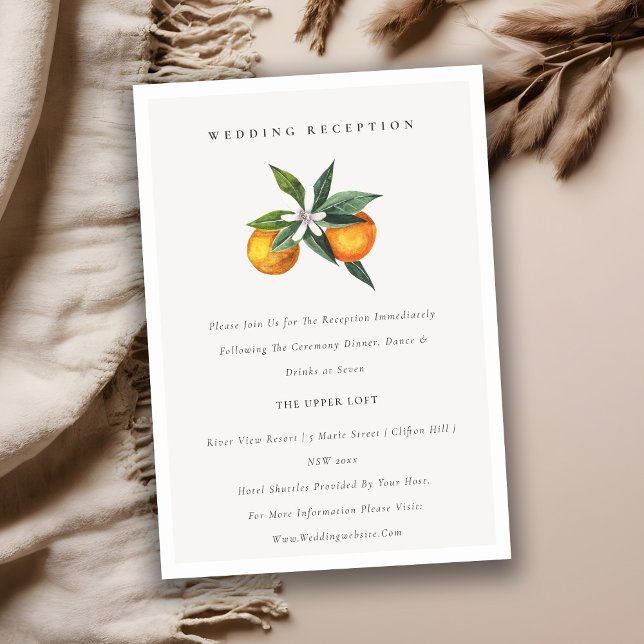 Minimal Orange Botanical Boho Wedding Reception Enclosure Card (Creator Uploaded)