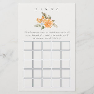 Minimal Orange Botanical Bridal Shower Bingo Game