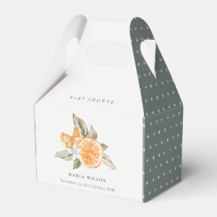 Minimal Orange Botanical Leafy Boho Baby Shower Favor Box