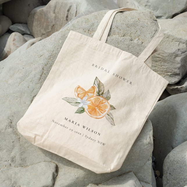 Minimal Orange Botanical Leafy Boho Bridal Shower Tote Bag (Creator Uploaded)