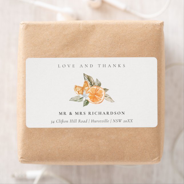 Minimal Orange Botanique Boho Love Thanks Adresse (En situation)