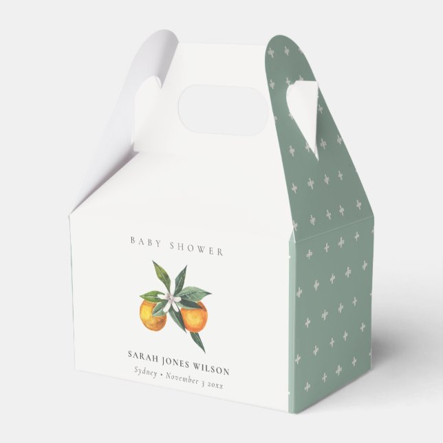Minimal Orange Fauna Advise For Mum Baby Shower Favor Box (Front Side)