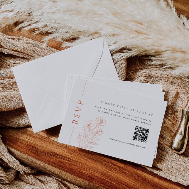 Minimal Orange Floral Reply Card With QR Code (Creator Uploaded)
