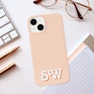 Minimal Orange Retro Initial Monogram iPhone 14 Case