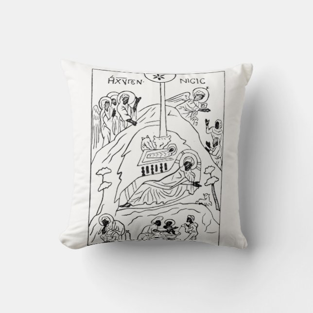 Minimal Orthodox Nativity scene Throw Pillow (Front)