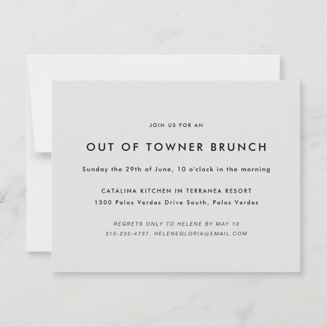 Minimal Out of Towner Brunch Invitation (Front)