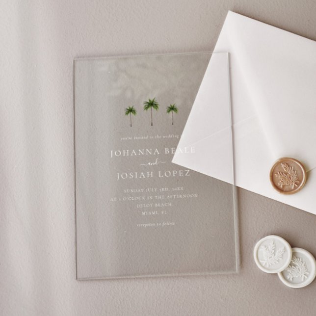 Minimal Palm Tree Elegant Wedding Acrylic Invitations (Creator Uploaded)