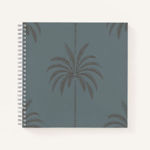 Minimal Palm Tree Pattern Blue Grey Tropical  Notebook