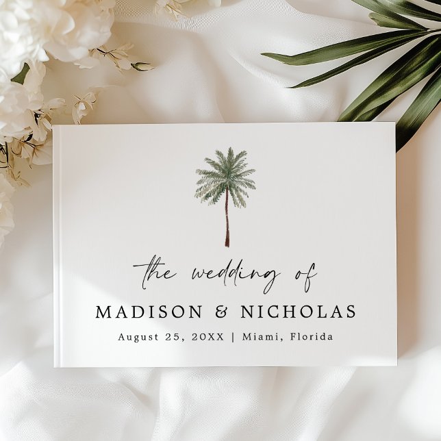 Minimal Palm Tree Photo Wedding Guest Book (Creator Uploaded)