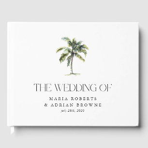 Minimal Palm Tree Tropical Beach Wedding Guest Book