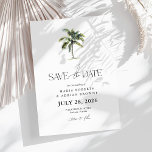 Minimal Palm Tree Tropical Beach Wedding Save The Date<br><div class="desc">Get ready to transport your guests to a tropical paradise with these chic minimal save-the-date cards. Featuring a delicate watercolor palm tree illustration,  they're the perfect combination of romance and elegance. Customize with your own details and watch your guests' anticipation grow!</div>