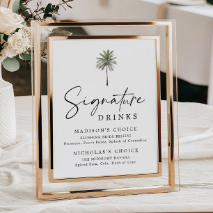 Minimal Palm Tree Wedding Signature Drinks Sign