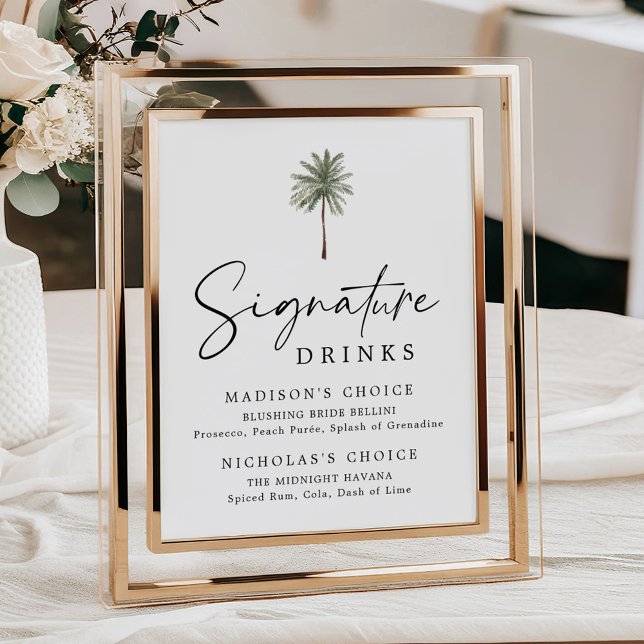 Minimal Palm Tree Wedding Signature Drinks Sign (Creator Uploaded)