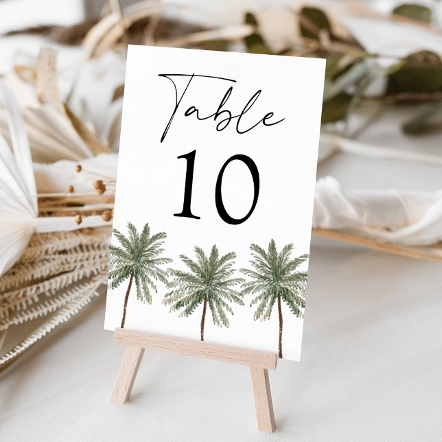 Minimal Palm Tree Wedding Table Number (Creator Uploaded)