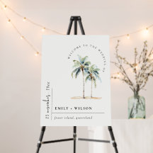 Minimal Palm Trees Tropical Wedding Welcome