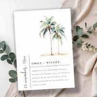 Minimal Palm Trees Watercolor Tropical Wedding
