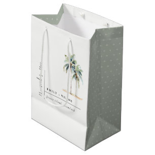 Minimal Palm Trees Watercolor Tropical Wedding Medium Gift Bag