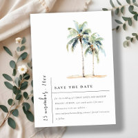 Minimal Palm Trees Watercolor Tropical Wedding