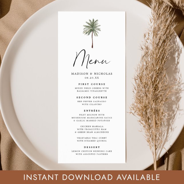 Minimal Palm Wedding Menu (Creator Uploaded)