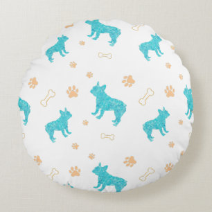 Minimal Pastel blue french bulldog throw pillow