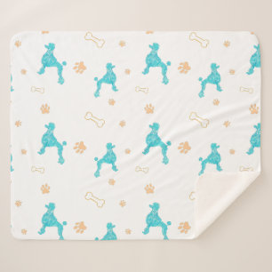 Minimal Pastel Blue Poodle Silhouette Blanket