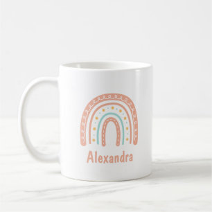 Minimal Pastel Boho Rainbow Personalized Coffee Mug