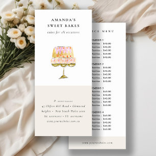 Minimal Pastel Colorful Watercolor Cake Bakery Rack Card