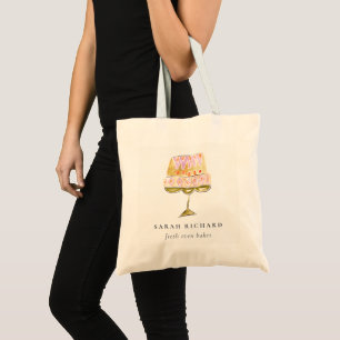 Minimal Pastel Colorful Watercolor Cake Bakery Tote Bag